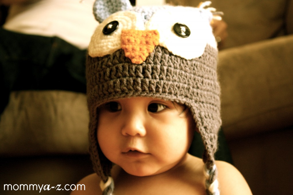 crochet owl hat, boys owl hat, baby boy owl hat
