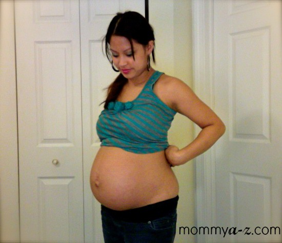 5 days before Zavier was born @ about 37 weeks