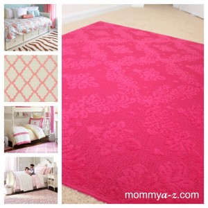 rug for little girls room, pink rug, damask rug, hot pink damask rug